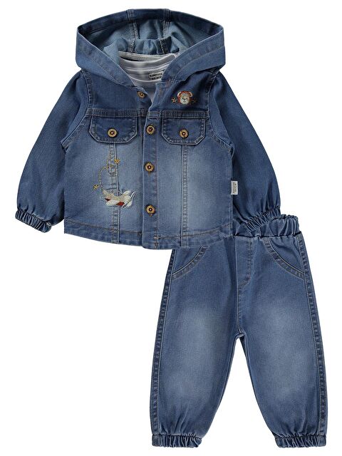 Kumru Kapüşonlu Jean 3 Lü 6-18 Ay Takım - Mavi 12-18 Ay - S000512796-17234