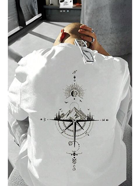 Oksit Pusula 02 Sırtı Baskılı Bisiklet Yaka Erkek Tişört - S000152070-20063