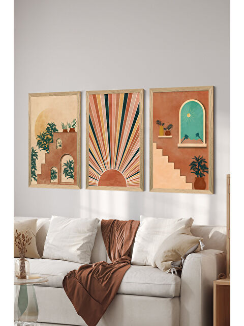 Artavessa 3 Parça Ahşap Çerçeve Görünümlü MDF Poster Tablo Seti - Set 25 - MDF3DSOHOSET25-1520