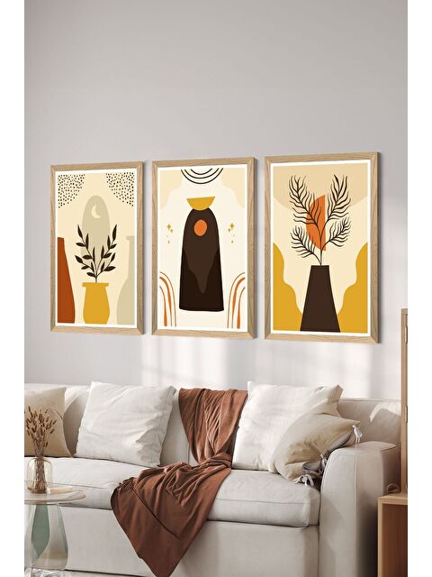 Artavessa 3 Parça Ahşap Çerçeve Görünümlü MDF Poster Tablo Seti - Set 108 - MDF3DSOHOSET108-3348
