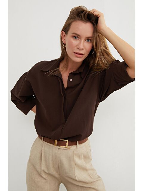 Fullamoda Basic Yırtmaçlı Oversize Gömlek - S000436913-19413