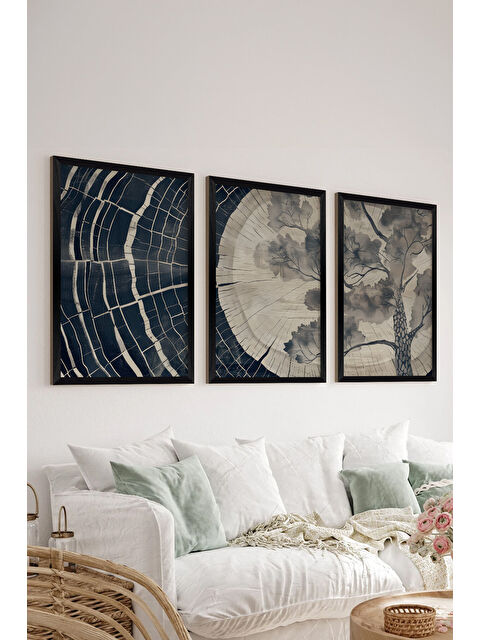 Artavessa 3 Parça Siyah Çerçeve Görünümlü MDF Poster Tablo Seti - Set 8 - ERSY3DSYHSET8-3348