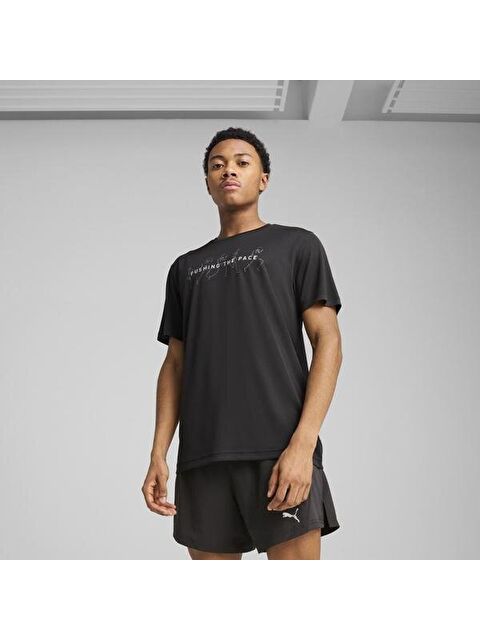 Puma Graphics Running Illustratio Erkek Siyah Yuvarlak Yaka Tişört - S000522175-19351