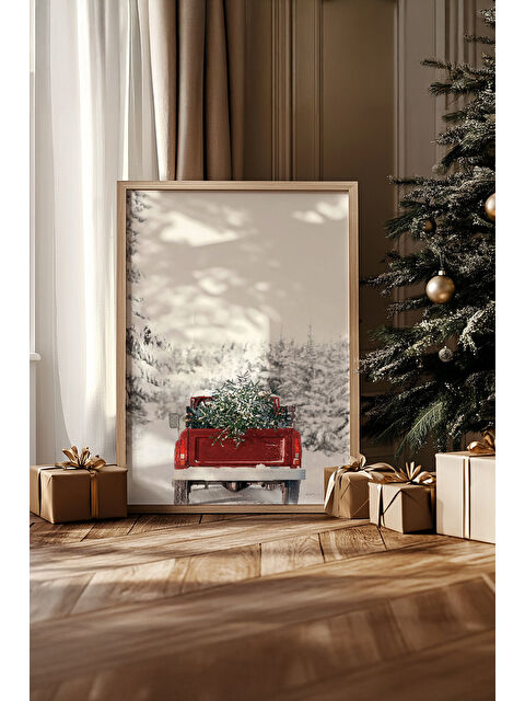 Artavessa Tek Parça Gerçek Ham Ahşap Çerçeveli Yılbaşı(New Year) Temalı Tablo - Model 73 - NWYEARSNGMDL73-3348