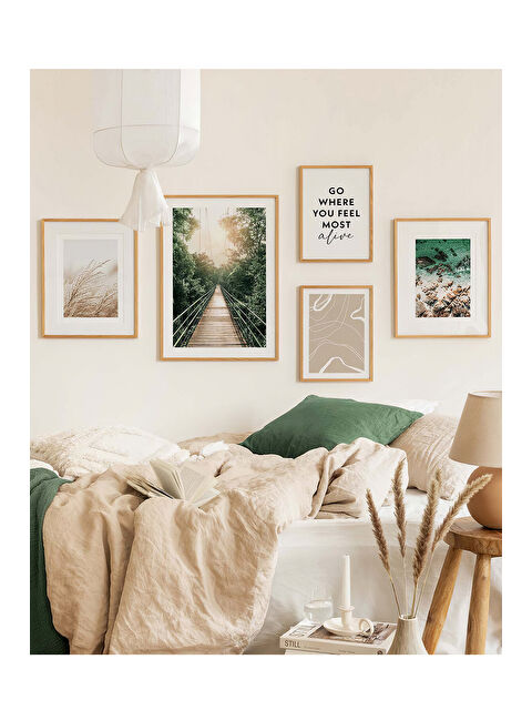 Artavessa 5 Parça Ahşap Çerçeve Görünümlü Mdf Tablo Seti - ARTAVESSAYSLMSTKO9