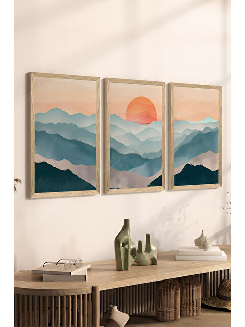 Artavessa 3 Parça Ahşap Çerçeve Görünümlü MDF Poster Tablo Seti - Set 132 - MDF3DSOHOSET132-2030