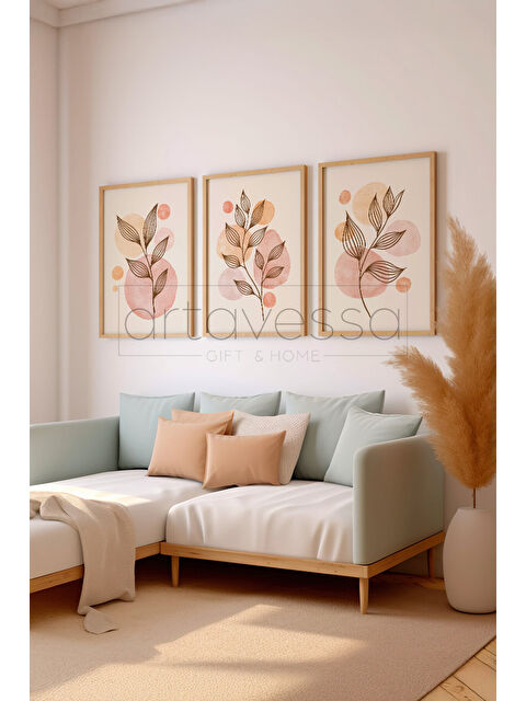 Artavessa 3 Parça Gerçek Ham Ahşap Çerçeveli Tablo Seti - Model 1 - AVSS3LUMDL1-3348