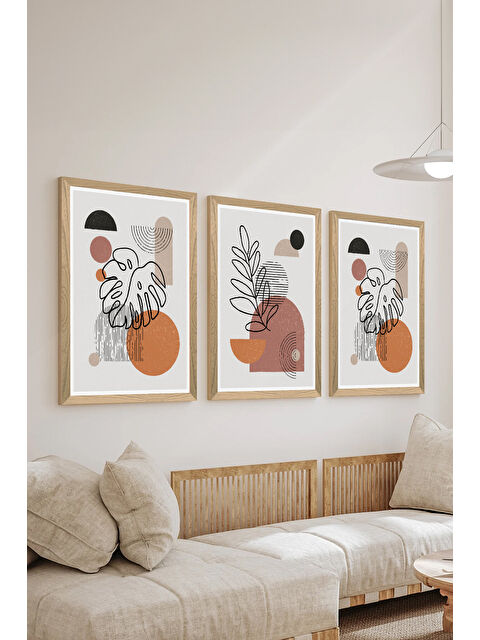Artavessa 3 Parça Ahşap Çerçeve Görünümlü MDF Poster Tablo Seti - Set 110 - MDF3DSOHOSET110-1520