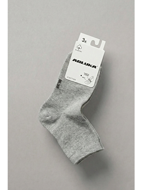 Abluka Online Erkek Pamuklu 3'Lü Soket Çorap Gri - S000513523-20600