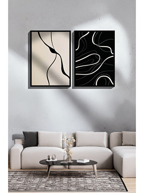 Artavessa 2 Parça Gerçek Siyah Renkli Çerçeveli Tablo Seti - Model 10 - ERSY2LIMODEL10-SIYAH