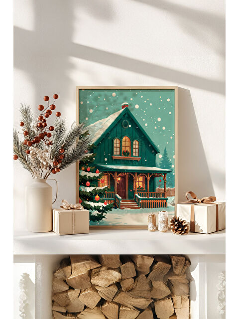 Artavessa Tek Parça Gerçek Ham Ahşap Çerçeveli Yılbaşı(New Year) Temalı Tablo - Model 7 - NWYEARSNGMDL7-5070