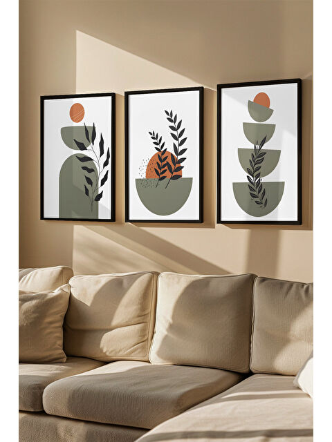 Artavessa 3 Parça Gerçek Ahşap Renkli Çerçeveli Tablo Seti - Model 6 - ARTVMODEL6-SIYAH