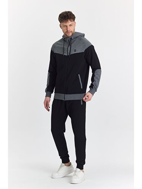 Marco Ferry Pamuklu Kapüşonlu Siyah Erkek Eşofman Takımı 5294-S - S000515233-19351