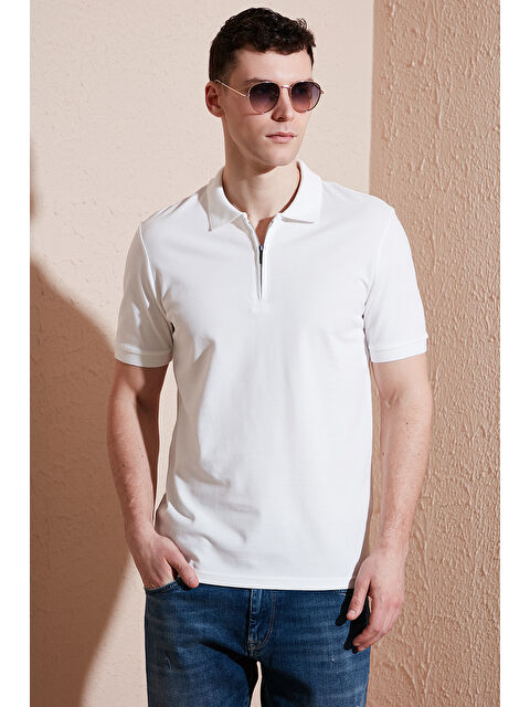 Buratti Pamuklu Regular Fit Yarım Fermuarlı Polo Yaka %100 Pamuk Tişört 5903008 - S000364635-20063