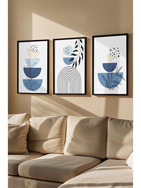 Artavessa 3 Parça Gerçek Ahşap Renkli Çerçeveli Tablo Seti - Model 5 - ARTVMODEL5-SIYAH