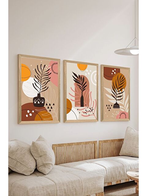 Artavessa 3 Parça Ahşap Çerçeve Görünümlü MDF Poster Tablo Seti - Set 117 - MDF3DSOHOSET117-1520