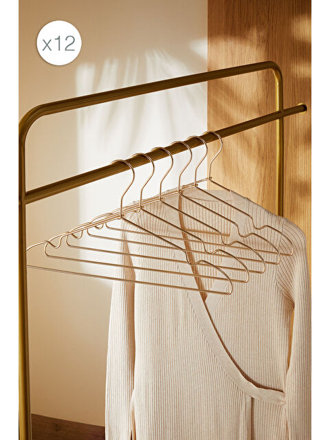 Ocean Home Textile 12'li Altın Renk Metal Giysi Askısı 22 x 41 x 0.4 cm - S000275614-20076