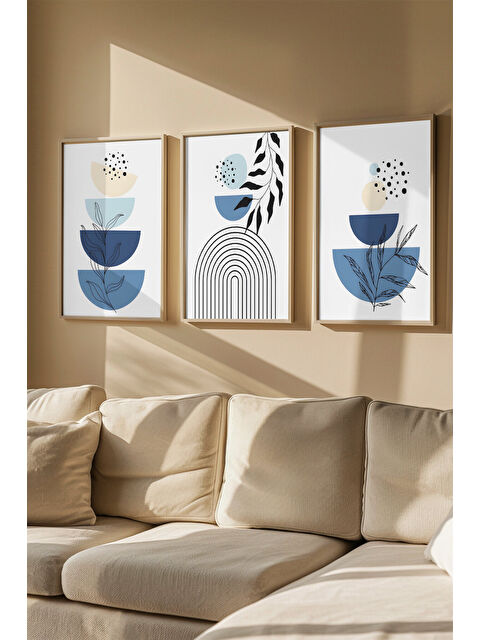 Artavessa 3 Parça Gerçek Ahşap Renkli Çerçeveli Tablo Seti - Model 5 - ARTVMODEL5-AHSAP