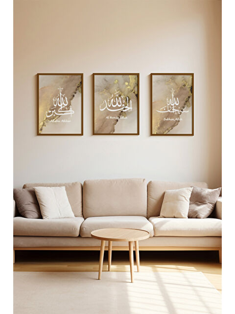 Artavessa 3 Parça Kahverengi Gerçek Ahşap Çerçeveli Tablo Seti - Model 19 - ERSY3KHVCRV19-3348