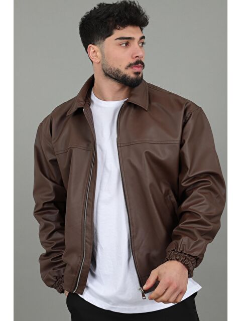 Stilkombin Yakalı Bel Lastikli Suni Deri Mont 1787_50446