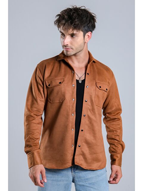 Stilkombin Çift Cep Kapaklı Mevsimlik Süet Erkek Gömlek XC U16463 - S000114472-14955