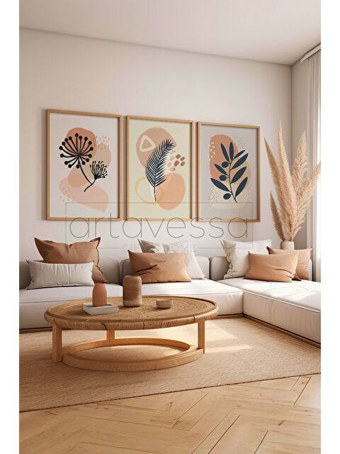 Artavessa 3 Parça Gerçek Ham Ahşap Çerçeveli Tablo Seti - Model 15 - AVSS3LUMDL15-3348