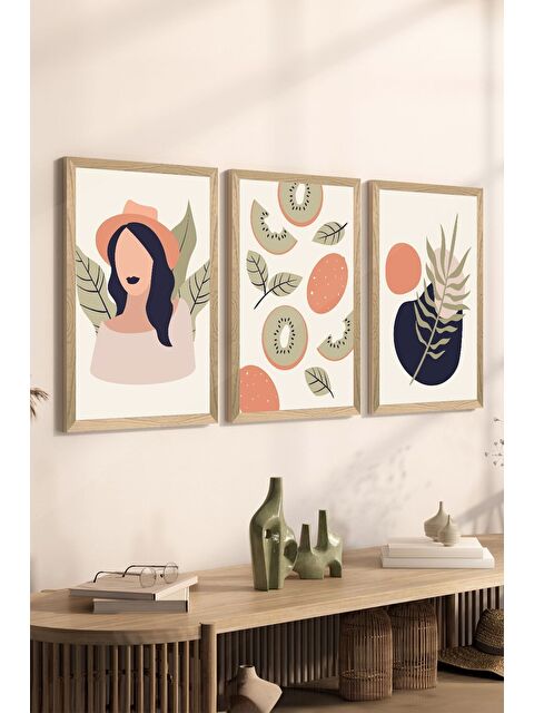 Artavessa 3 Parça Ahşap Çerçeve Görünümlü MDF Poster Tablo Seti - Set 93 - MDF3DSOHOSET93-1520