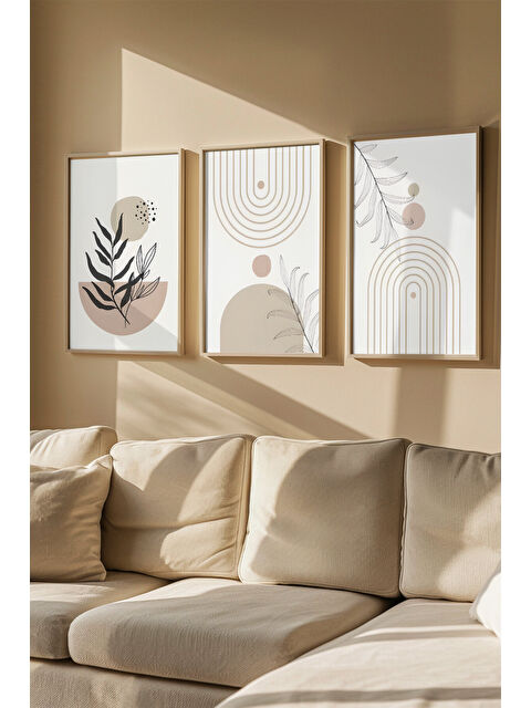 Artavessa 3 Parça Gerçek Ahşap Renkli Çerçeveli Tablo Seti - Model 7 - ARTVMODEL7-AHSAP