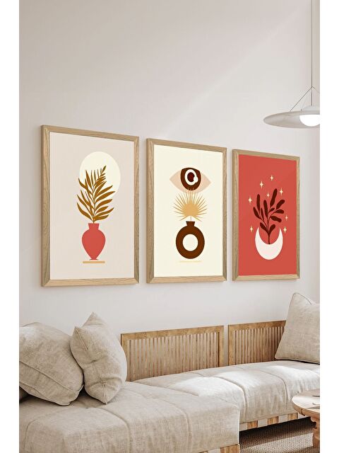 Artavessa 3 Parça Ahşap Çerçeve Görünümlü MDF Poster Tablo Seti - Set 98 - MDF3DSOHOSET98-3348