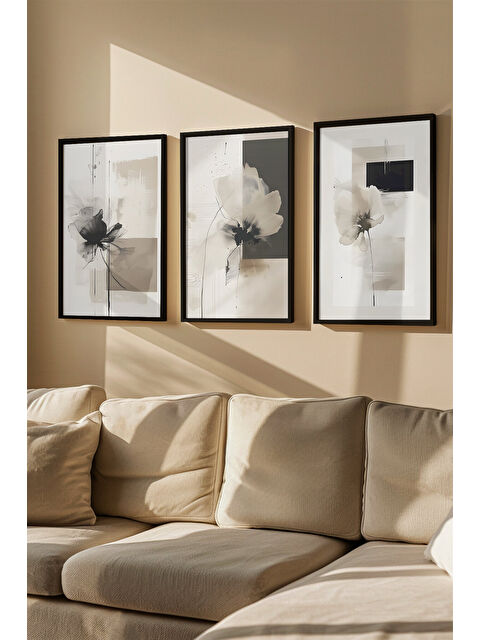 Artavessa 3 Parça Gerçek Ahşap Renkli Çerçeveli Tablo Seti - Model 40 - ARTVMODEL40-SIYAH