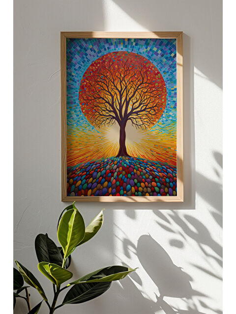 Artavessa Tek Parça Gerçek Ham Ahşap Çerçeveli Mosaic Temalı Tablo - Model 2 - MSCARTMDL2-5070
