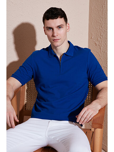 Buratti Pamuklu Regular Fit Yarım Fermuarlı Polo Yaka %100 Pamuk Tişört 5903008 - S000364635-23710