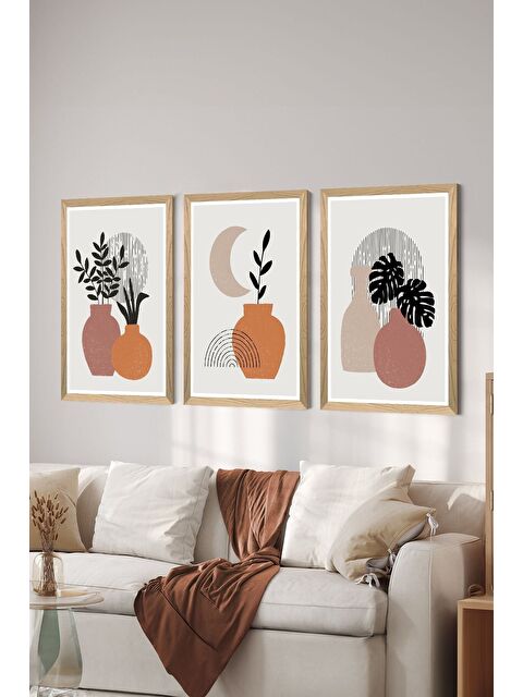 Artavessa 3 Parça Ahşap Çerçeve Görünümlü MDF Poster Tablo Seti - Set 112 - MDF3DSOHOSET112-2030