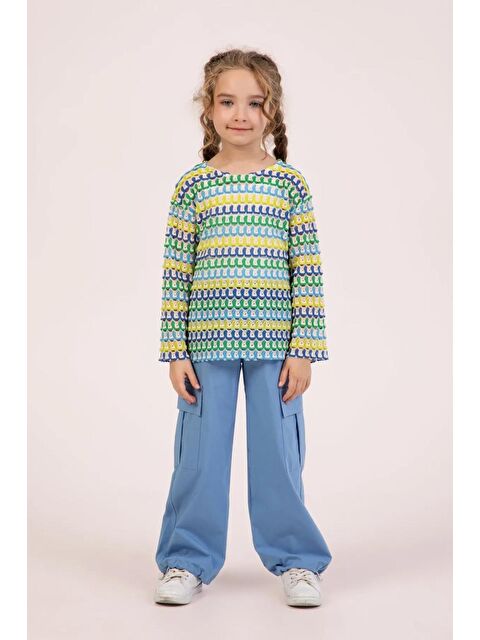 Magu Kız Çocuk 3'Lü Takım – Desenli Sweatshirt, Kargo Pantolon Ve Basic Atlet - S000492054-37243