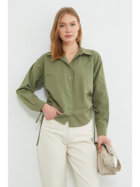 Fullamoda Basic Yanları Büzgülü Salaş Gömlek