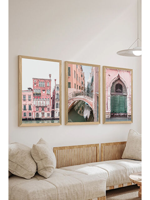 Artavessa 3 Parça Ahşap Çerçeve Görünümlü Mdf Tablo Seti - ERSYCRVSZ3SET3 - 33 x 48