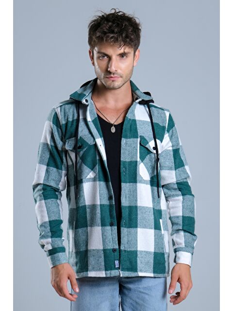 Stilkombin Çıkarılabilir Kapüşonlu Cepli Kışlık Erkek Oduncu Gömlek MAR4170 - S000114502-18194