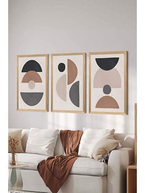 Artavessa 3 Parça Ahşap Çerçeve Görünümlü MDF Poster Tablo Seti - Set 88 - MDF3DSOHOSET88-2030