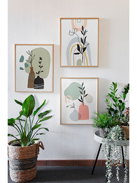 Artavessa Gerçek Ahşap Çerçeveli 3 Parça 3D Poster Tablo Seti - 3DARTSOHOSET124-3348