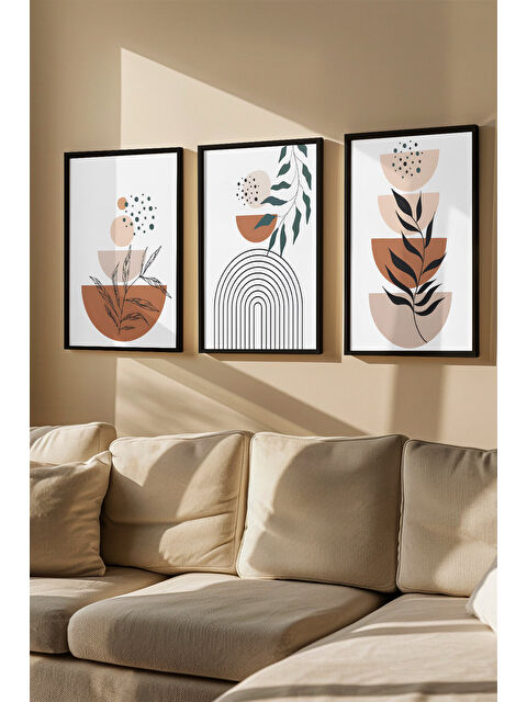 Artavessa 3 Parça Gerçek Ahşap Renkli Çerçeveli Tablo Seti - Model 14 - ARTVMODEL14-SIYAH
