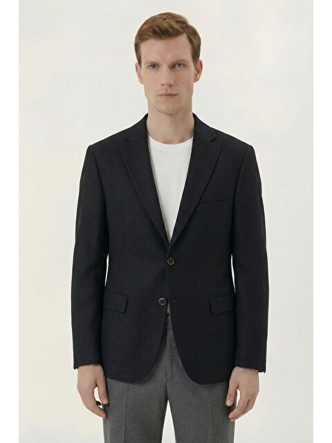 Sabri Özel Erkek Siyah Regular Fit Mono Yaka Ceket - S000525103-19351