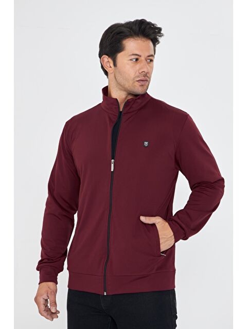 Marco Ferry Erkek Tam Fermuarlı Şardonlu Dalgıç Sweatshirt Bordo 5256Sw-B - S000522184-19951