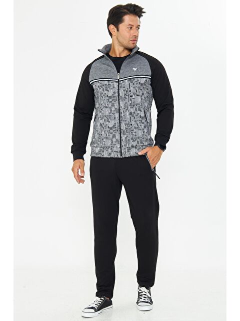 TRENDHILL Erkek Tam Fermuarlı Eşofman Takımı Siyah 5817-S - S000515235-19351