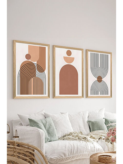 Artavessa 3 Parça Ahşap Çerçeve Görünümlü MDF Poster Tablo Seti - Set 68 - MDF3DSOHOSET68-1520