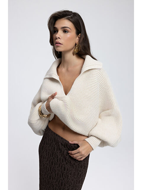 Mai Collection Livia Bej Yakalı Kazak - S000511807-19928