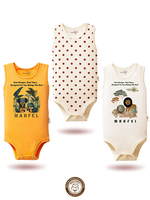 Mahfel %100 Pamuklu 3'lü Atlet Çıtçıtlı Bebek Body Zıbın 853-732