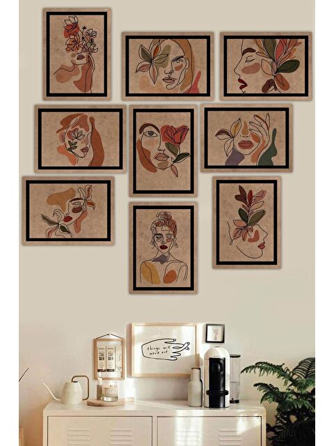 Artavessa 9 Parça Çerçeve Görünümlü Ham Mdf Tablo Seti - ART9XPML3-1317