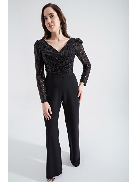 Lafaba Kadın Siyah Pul Payetli Abiye Tulum - S000496653-19351