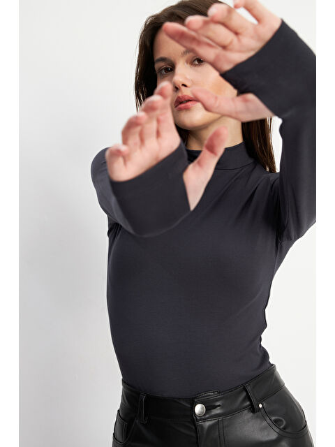 Bipantolon Kadın Antrasit Parmak Detaylı Body - S000511126-29666