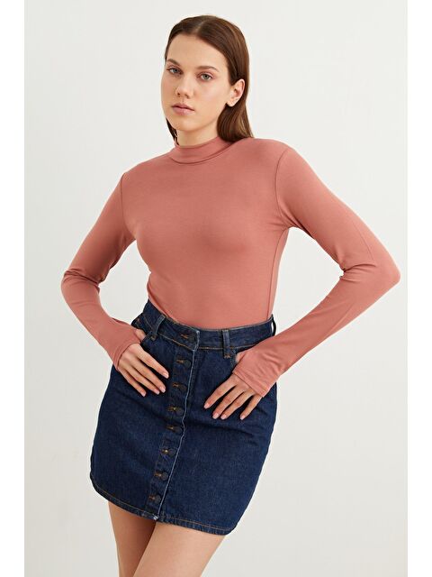 Bipantolon Kadın Gülkurusu Parmak Detaylı Body - S000511126-20028